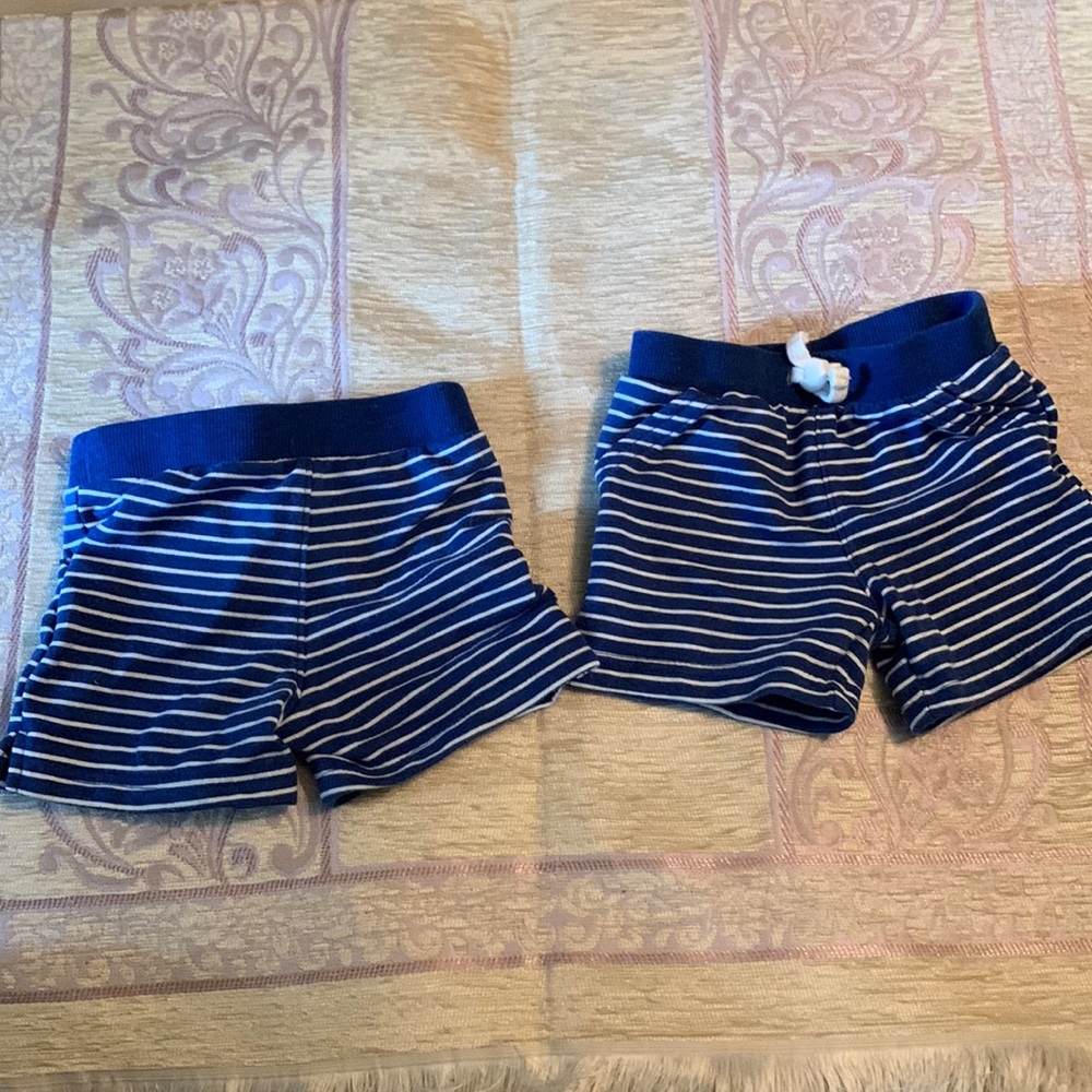 Boys 9M Blue and White Striped Shorts
